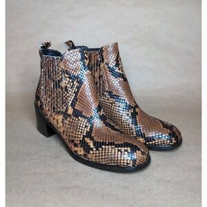 New Michele Lopriore Women's 37 Snakeskin Leather Chelsea Boots‎ Italian Brown